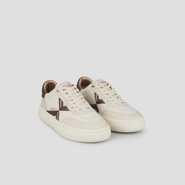 Sneakers Alexander Smith ocean donna in bianco con logo laterale e tallone in bronzo laminato - 3