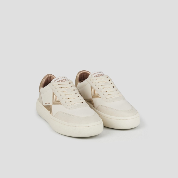 Sneakers Alexander Smith ocean donna in bianco con logo laterale e tallone in laminato oro - 3