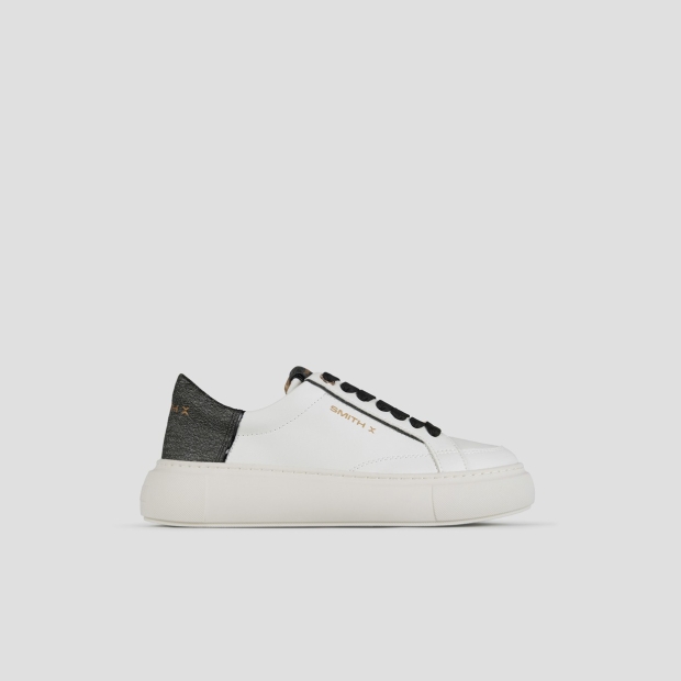 Sneakers Alexander Smith pearl donna in bianco con tallone in laminato glitter nero - 1