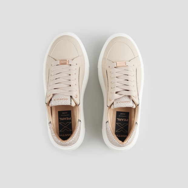 Sneakers Alexander Smith pearl donna avorio e tallone in pelle cracklè - 5