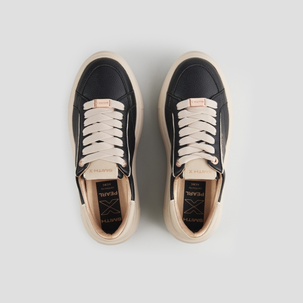 Sneakers Alexander Smith pearl donna in nero con tallone e suola beige - 5