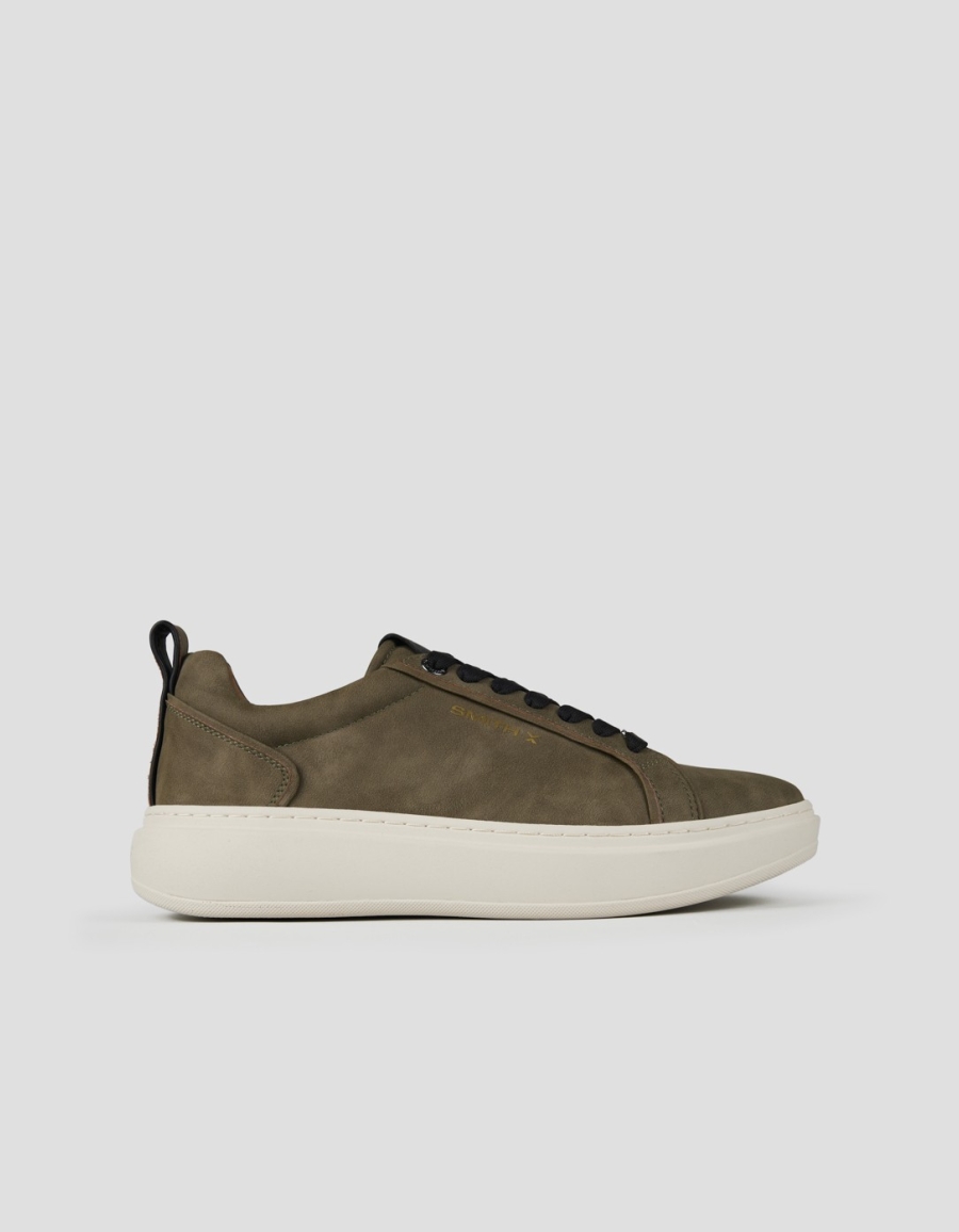 Sneakers Alexander Smith stone uomo in suede verde militare e dettagli neri - 1