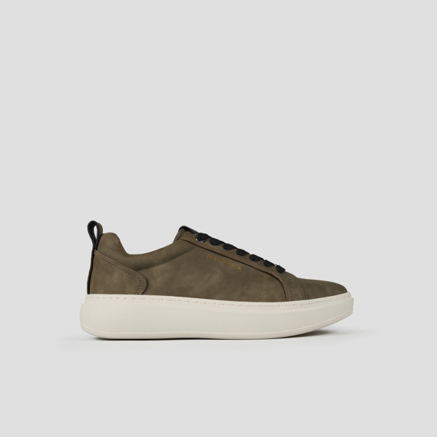 Sneakers Alexander Smith stone uomo in suede verde militare e dettagli neri - 1