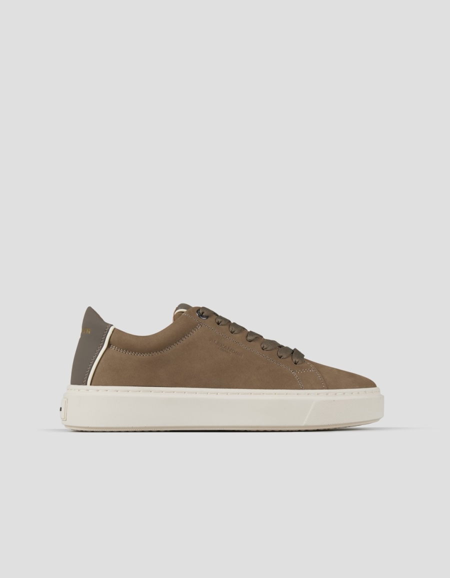 Sneakers Alexander Smith london uomo in nabuk verde militare e tallone in pelle - 1