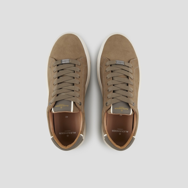 Sneakers Alexander Smith london uomo in nabuk verde militare e tallone in pelle - 5