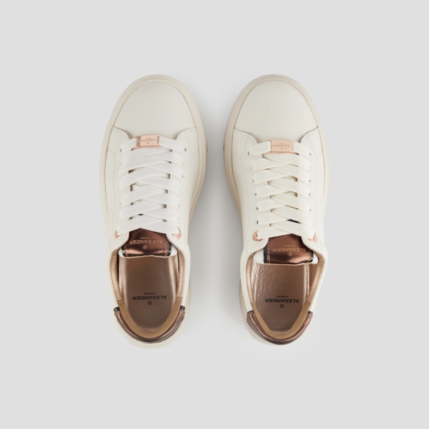 Sneakers Alexander Smith london donna in pelle bottalata bianca e tallone laminato bronzo - 5