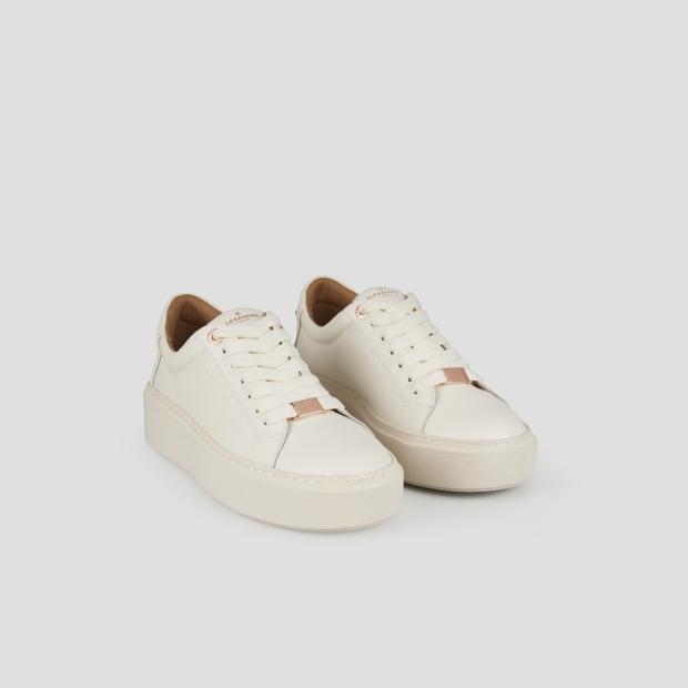 Sneakers Alexander Smith london alta donna in pelle liscia avorio e suola in tinta - 3