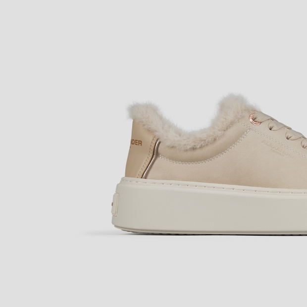 Sneakers Alexander Smith london alta donna in pelle avorio e fodera in eco-pelliccia in tinta - 2