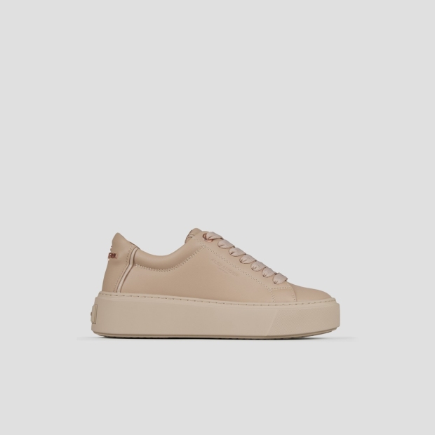 Sneakers Alexander Smith london alta donna in pelle liscia beige e suola in tinta - 1