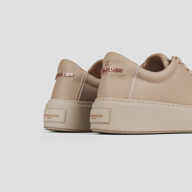 Sneakers Alexander Smith london alta donna in pelle liscia beige e suola in tinta - 4
