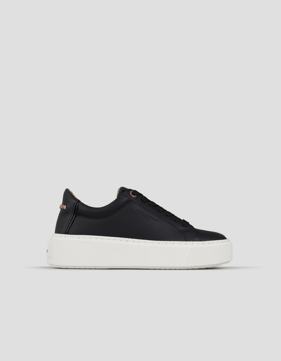 Sneakers Alexander Smith london alta donna in pelle liscia nera e tallone in pelle palmellata - 1