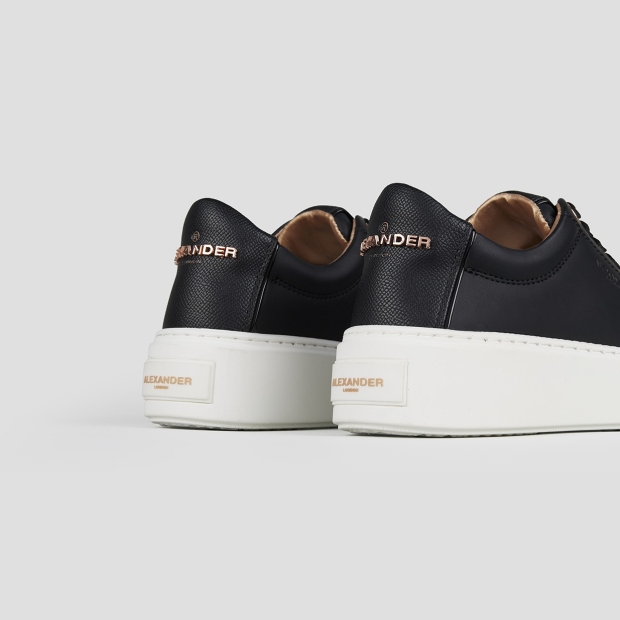 Sneakers Alexander Smith london alta donna in pelle liscia nera e tallone in pelle palmellata - 4