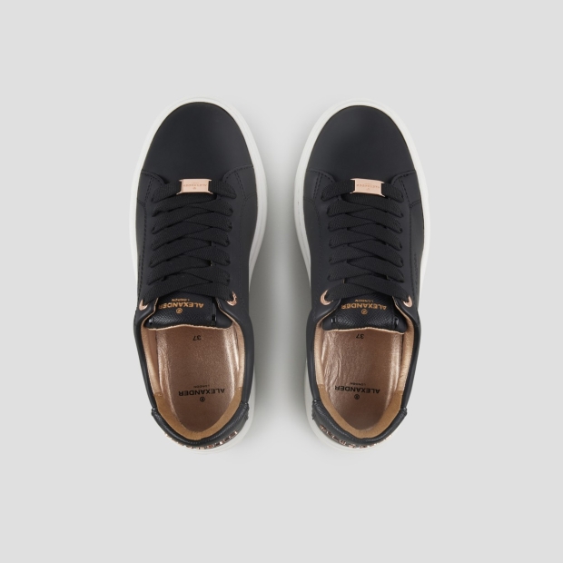 Sneakers Alexander Smith london alta donna in pelle liscia nera e tallone in pelle palmellata - 5