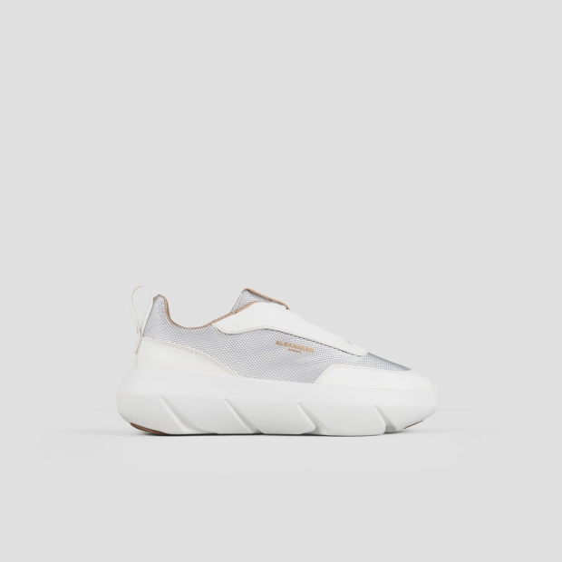 Sneakers Alexander Smith eclipse donna in pelle bianca e tessuto tecnico argento - 1