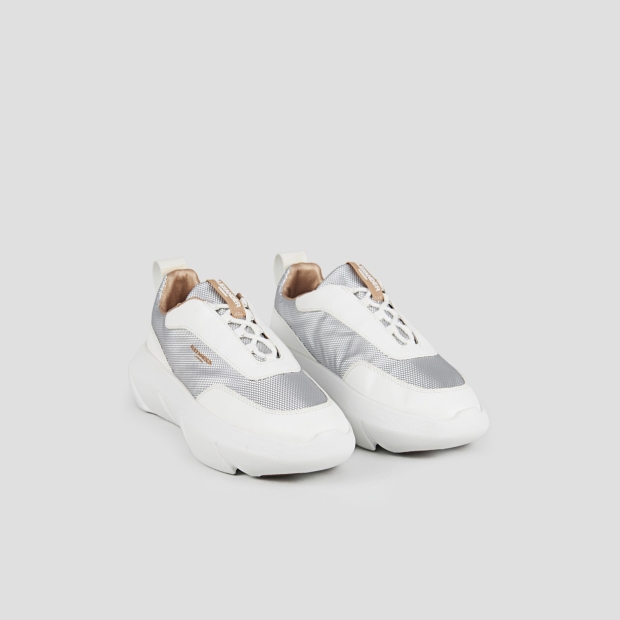 Sneakers Alexander Smith eclipse donna in pelle bianca e tessuto tecnico argento - 4