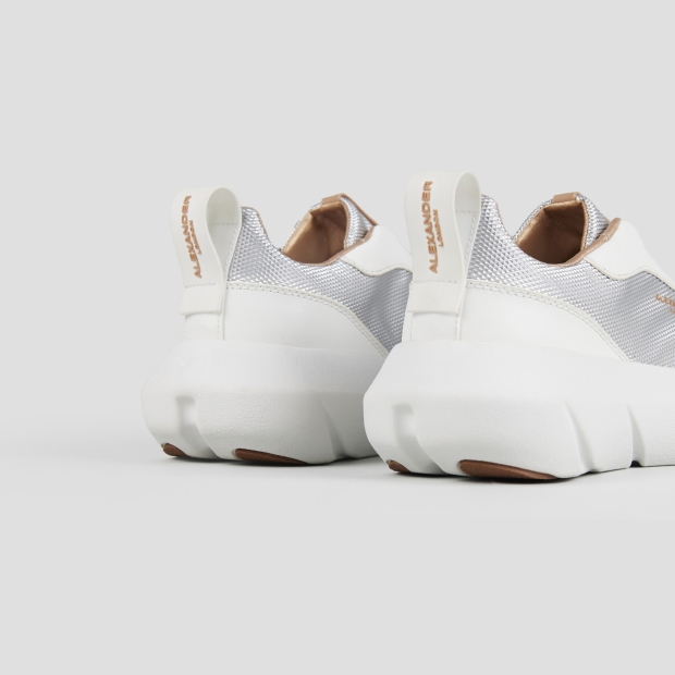 Sneakers Alexander Smith eclipse donna in pelle bianca e tessuto tecnico argento - 5