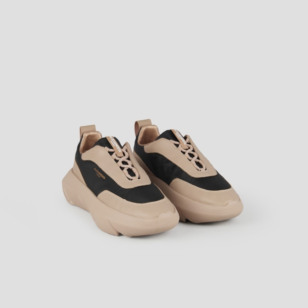 Sneakers Alexander Smith eclipse donna in pelle beige e tessuto tecnico nero - 4