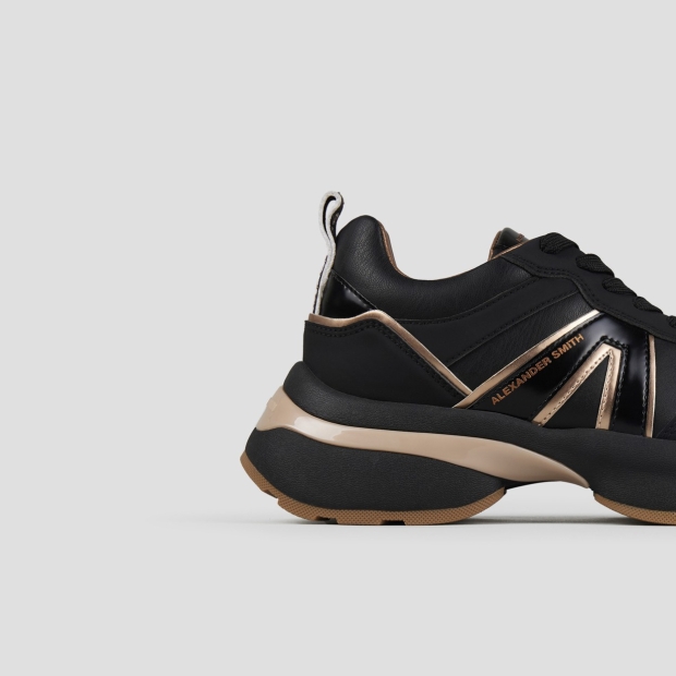 Sneakers Alexander Smith victoria donna in pelle nera e dettagli specchiato opaco - 2