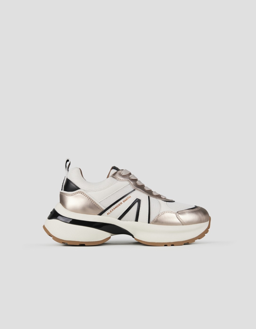 Sneakers Alexander Smith victoria donna in pelle e mesh platino con dettagli specchio - 1