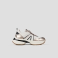 Victoria Donna in pelle e mesh platino con dettagli specchio
