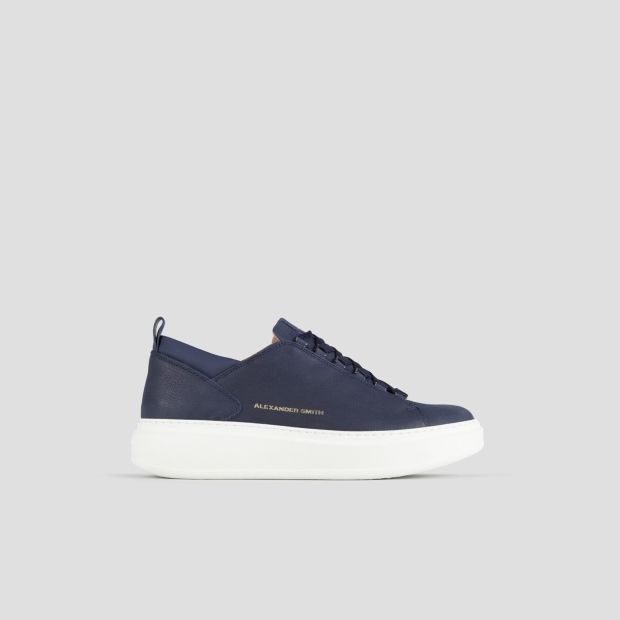 Sneakers Alexander Smith wembley uomo in nabuk bottalato blu e dettagli in pelle liscia - 1