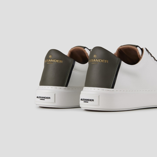 Sneakers Alexander Smith london uomo in morbida pelle bianca e tallone verde militare - 4