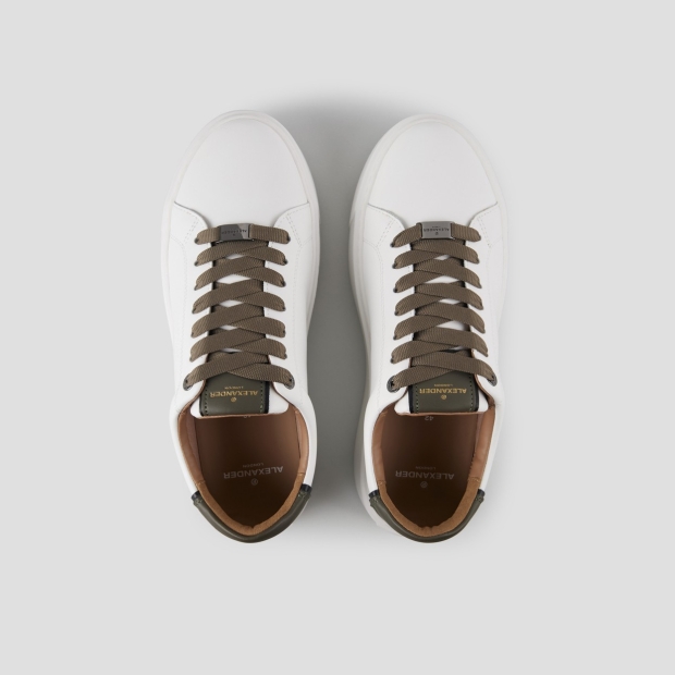 Sneakers Alexander Smith london uomo in morbida pelle bianca e tallone verde militare - 5