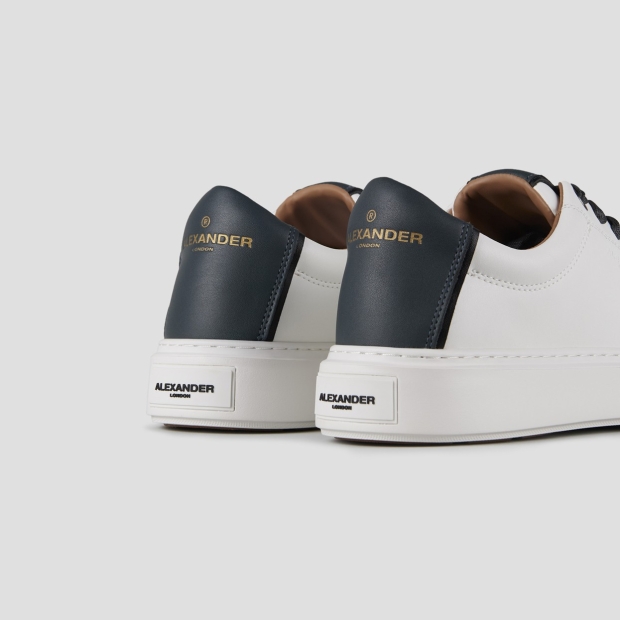 Sneakers Alexander Smith london uomo in morbida pelle bianca e tallone azzurro scuro - 4