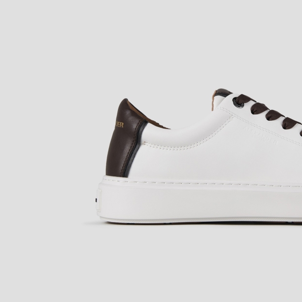 Sneakers Alexander Smith london uomo in morbida pelle bianca e tallone marrone scuro - 2