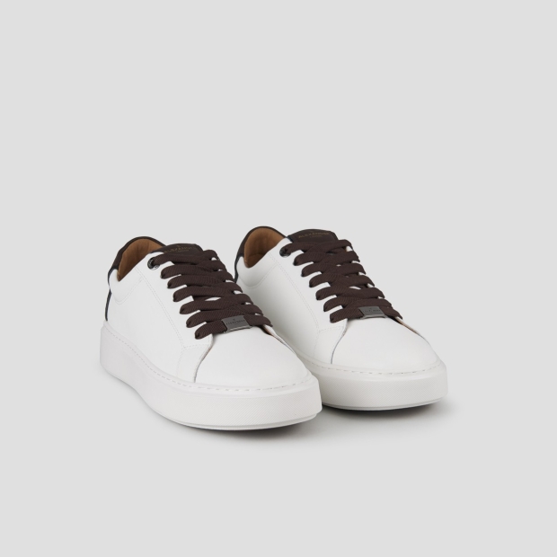 Sneakers Alexander Smith london uomo in morbida pelle bianca e tallone marrone scuro - 3