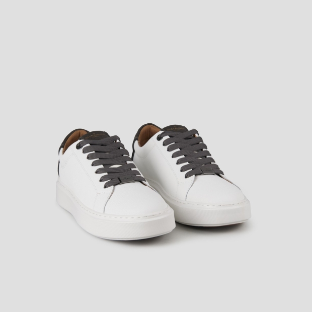 Sneakers Alexander Smith london uomo in pelle palmellata bianca e tallone grigio scuro - 3