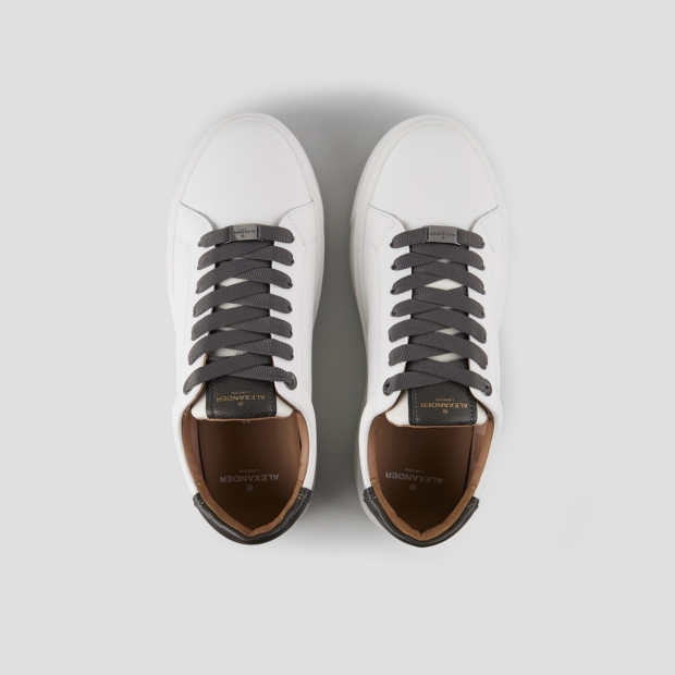 Sneakers Alexander Smith london uomo in pelle palmellata bianca e tallone grigio scuro - 5