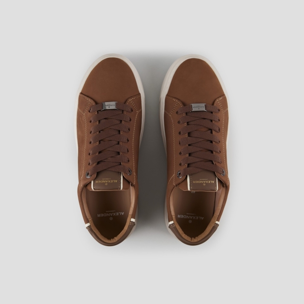 Sneakers Alexander Smith london uomo in nabuk cognac e tallone in pelle - 5