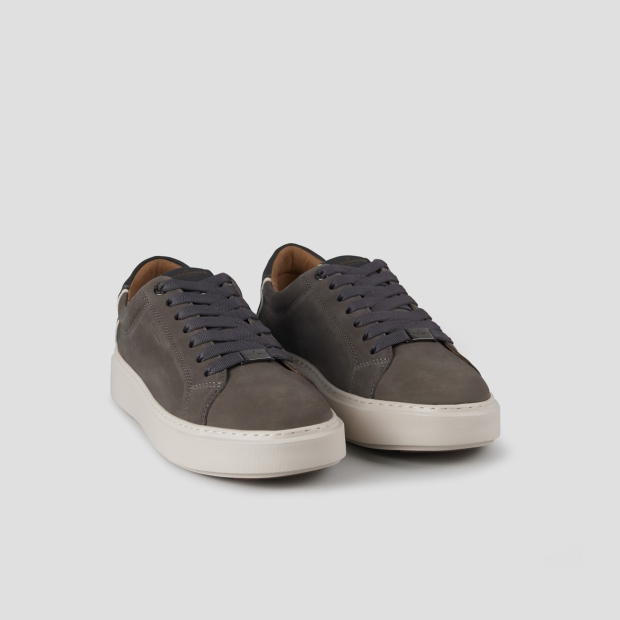 Sneakers Alexander Smith london uomo in nabuk grigio scuro e tallone in pelle - 3