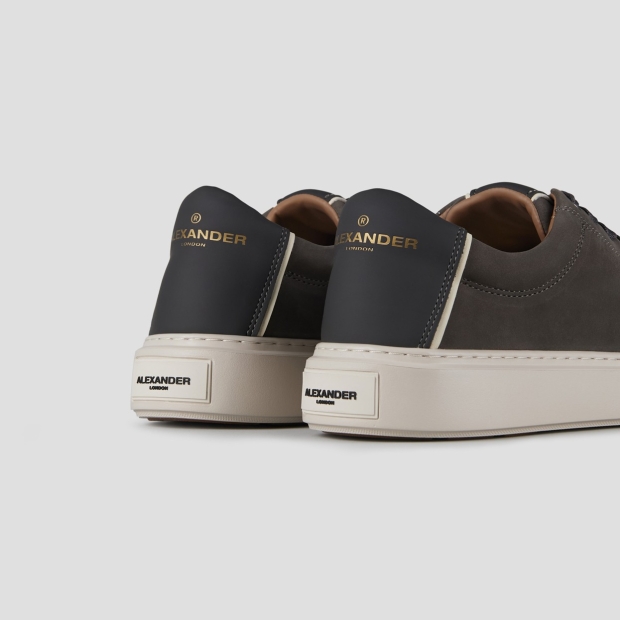 Sneakers Alexander Smith london uomo in nabuk grigio scuro e tallone in pelle - 4
