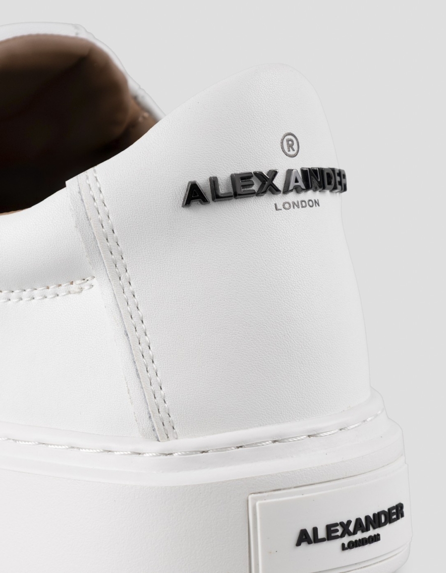 Sneakers Alexander Smith london uomo in pelle liscia bianca e logo in metallo - 1