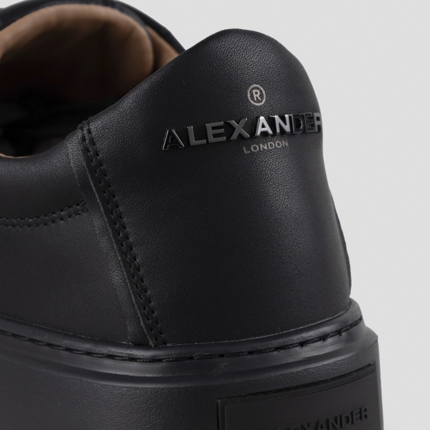 Sneakers Alexander Smith london uomo in pelle liscia nera, suola nera e logo in metallo - 2