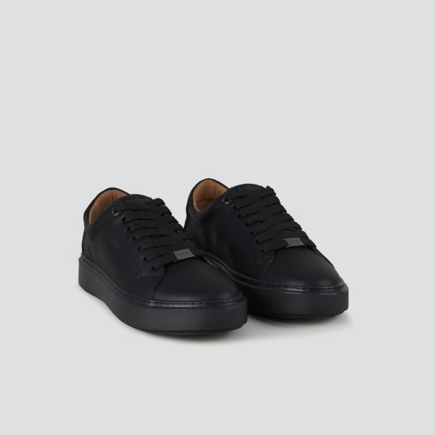 Sneakers Alexander Smith london uomo in pelle liscia nera, suola nera e logo in metallo - 4