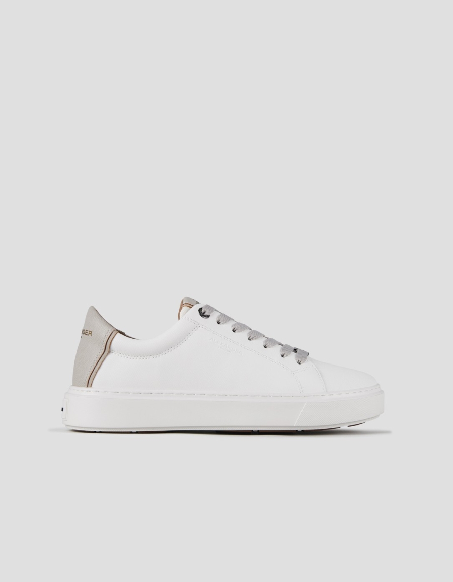 Sneakers Alexander Smith london uomo in pelle palmellata bianca e tallone grigio chiaro - 1