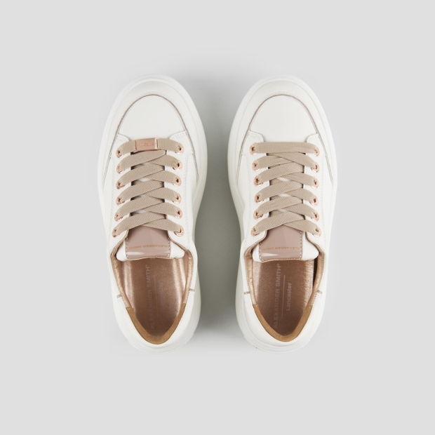 Sneakers Alexander Smith lancaster donna in pelle bottalata bianca e dettagli sabbia - 5