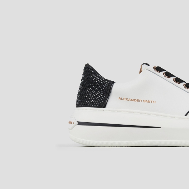 Sneakers Alexander Smith lancaster donna in pelle bianca e tallone nero con microborchie - 2