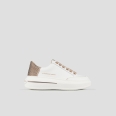 Lancaster Donna in pelle bianca e tallone beige con microborchie