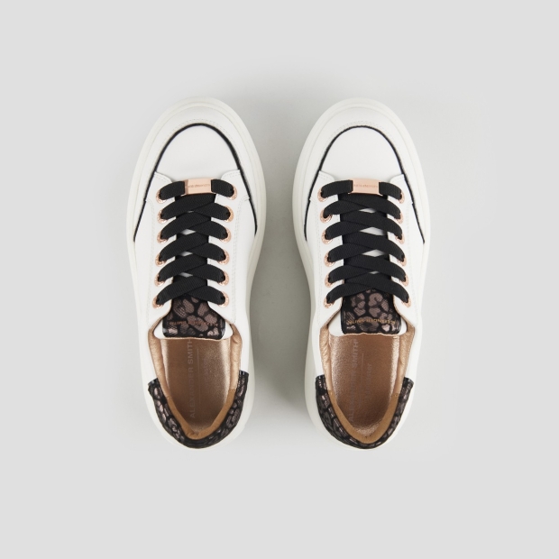 Sneakers Alexander Smith lancaster donna in pelle bianca e tallone in maculato laminato bronzo - 5