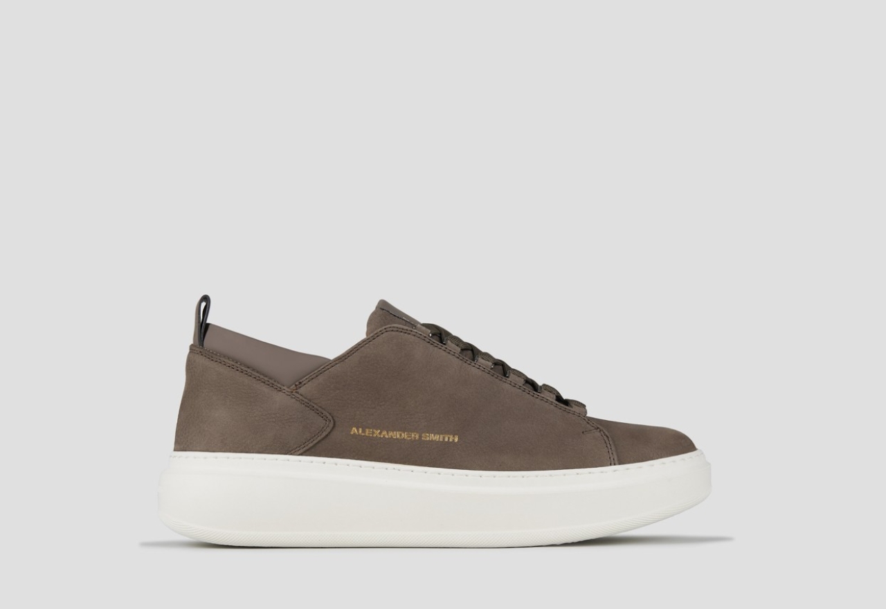 Sneakers Alexander Smith wembley uomo in nabuk marrone e dettagli in pelle liscia - 1