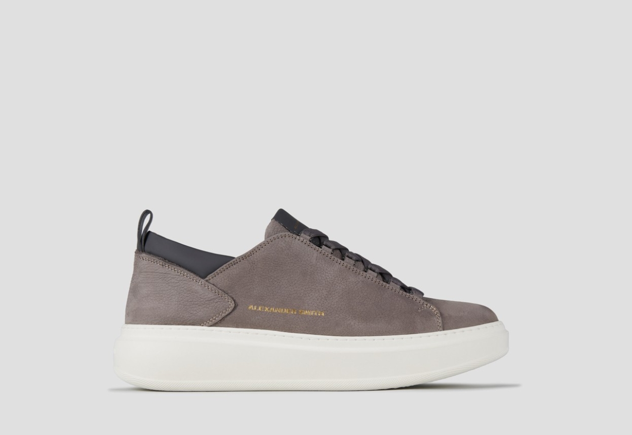 Sneakers Alexander Smith wembley uomo in nabuk bottalato grigio e dettagli in pelle liscia - 1