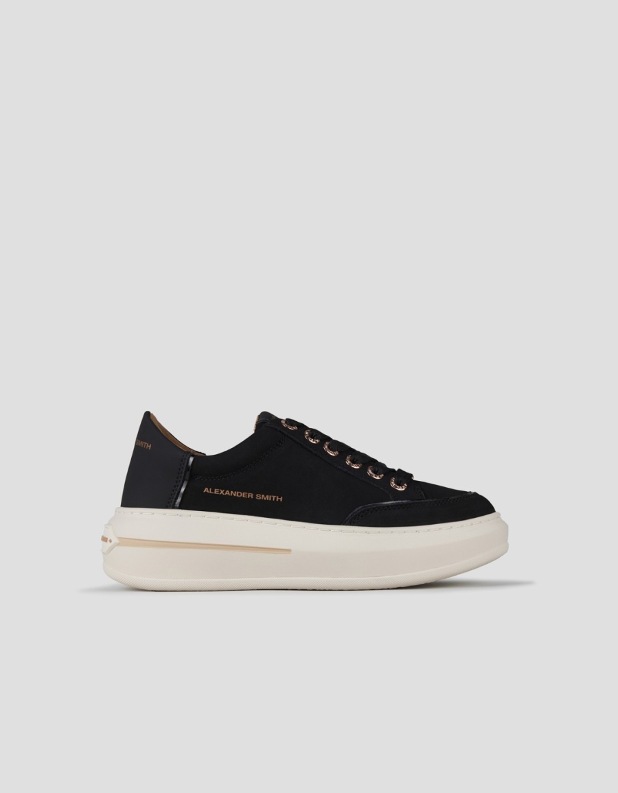 Sneakers Alexander Smith lancaster donna in suede nero e tallone in pelle gommata - 1