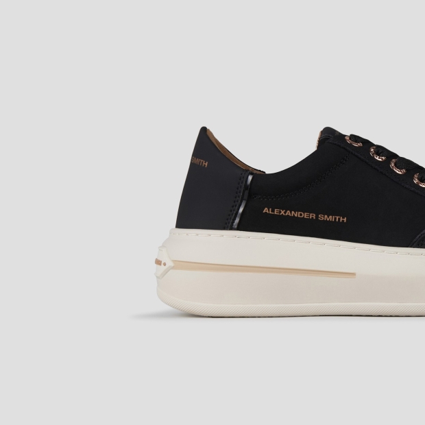 Sneakers Alexander Smith lancaster donna in suede nero e tallone in pelle gommata - 2