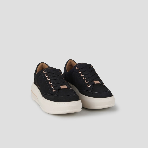 Sneakers Alexander Smith lancaster donna in suede nero e tallone in pelle gommata - 3