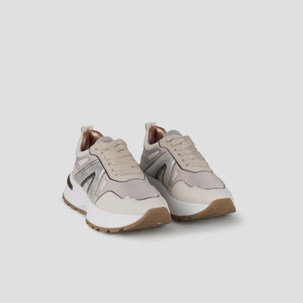 Sneakers Alexander Smith liverpool donna in nylon avorio e laminato polveroso in tinta - 4