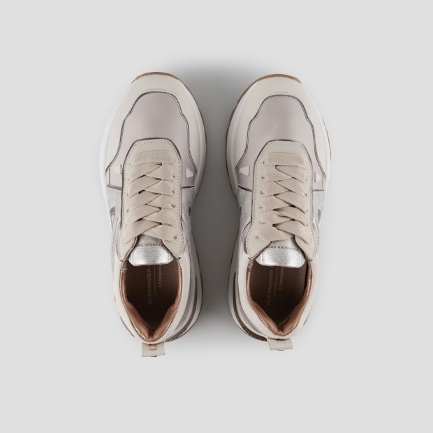 Sneakers Alexander Smith liverpool donna in nylon avorio e laminato polveroso in tinta - 6